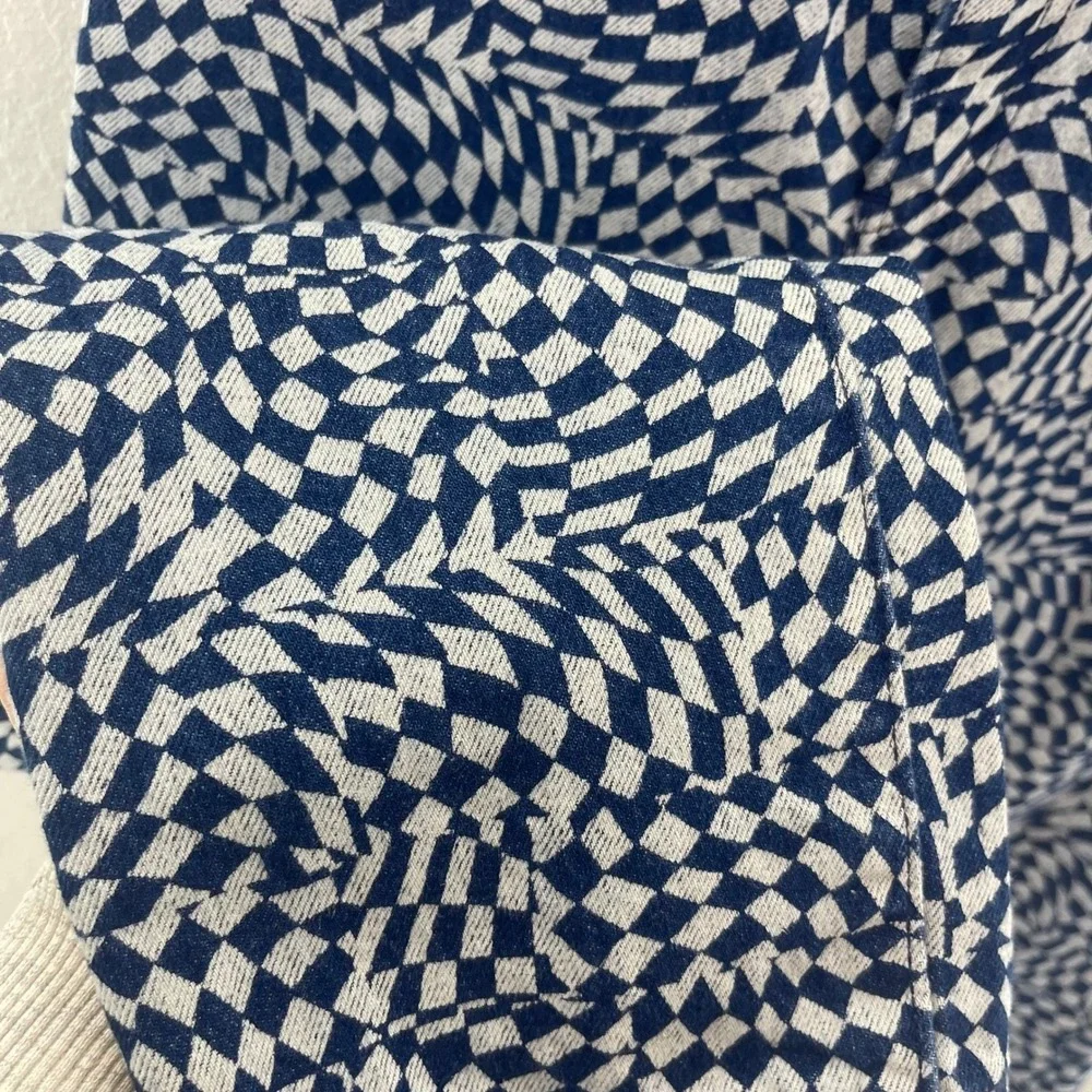 Levi's 501 Jeans Womens‎ 28 Blue White Warped Checkerboard Punk Skater Y2K